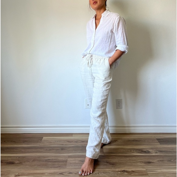 100% Linen Relaxes Beige Talbots Drawstring Pants - Picture 13 of 15